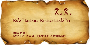 Köteles Krisztián névjegykártya